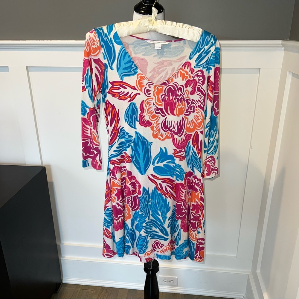 Diane Von Furstenberg 3/4 Sleeve Floral Dress